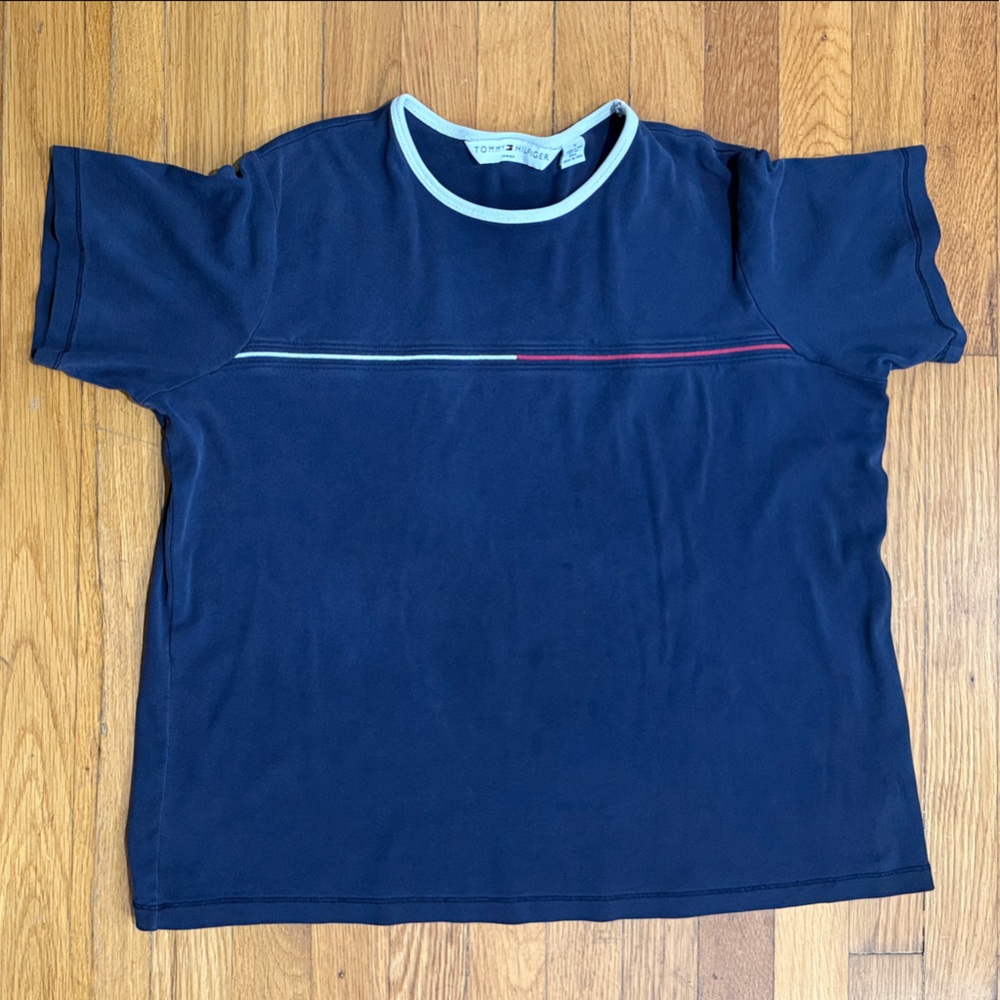 Tommy Hilfiger Navy Tee with Striped Accents